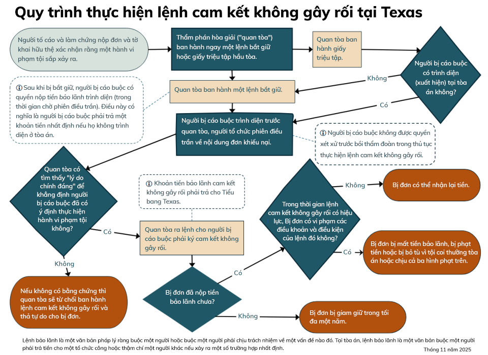 Biểu đồ quy trình tổng quát của lệnh cam kết không gây rối